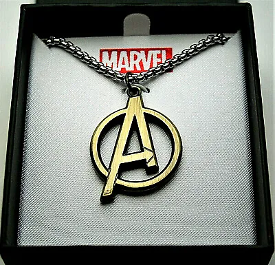 Buy Marvel Comics Avengers Bronze A Necklace Golden Die-cut Pendant New Box Unisex • 20.83£