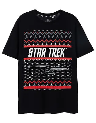 Buy Star Trek Mens Christmas T-Shirt | Black Short Sleeved Xmas Trekkie Tee • 16.95£