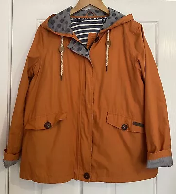 Buy WHITE STUFF Womens Hooded Windbreaker Jacket Orange Removable Lining Size 14 • 20£