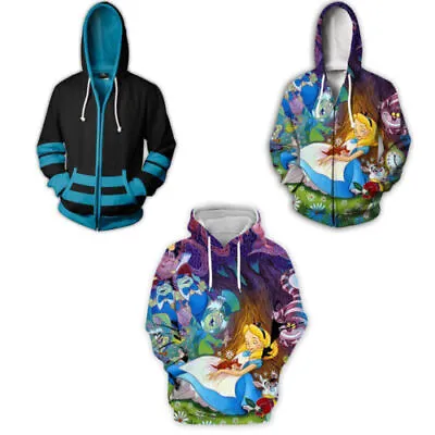 Buy Alice In Wonderland 3D Hoodies Cosplay Adult Sweatshirts Jacket Coat Costumes • 13.20£