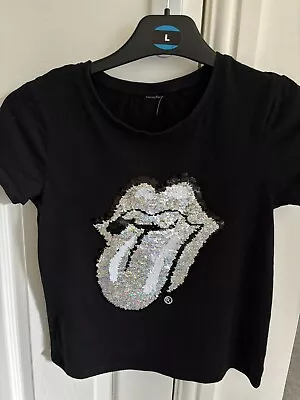 Buy Next Rolling Stones Sequin Lips T-shirt Kids Age 9 Years • 4.99£