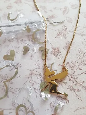 Buy Disney Couture Tinkerbell Silhouette Peter Pan Necklace Gold Plated • 15£