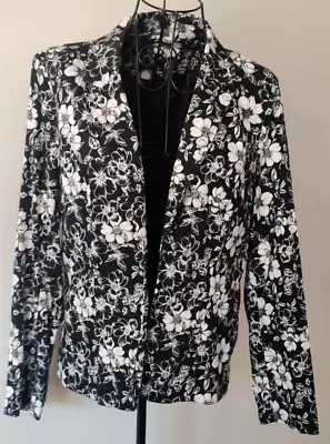 Buy Peacocks Lined Cotton Floral Summer Jacket - Size 16 • 8.99£