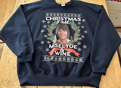Buy Cliff Richard Jumper Gildan Christmas Time, Mistletoe And Wine Size 2XL  Navy • 13.99£