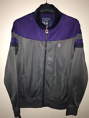 Buy Fila Mens Track Tracksuit Top Jacket Large Chest 44 “ Purple Grey White Line • 24.99£