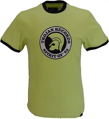 Buy Trojan Mens Pistacho Green Spirit Of 69 100% Cotton Peach T-Shirt • 29.99£
