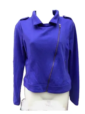 Buy MUDD Biker Style Zip Jersey Jacket Size  Aprox 12  Royal Blue • 8£
