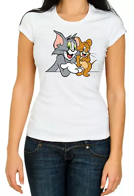 Buy Tom And Jerry Cartoons Characters Funny 3/4 Short Sleeve Woman T Shirt K427 • 9.69£