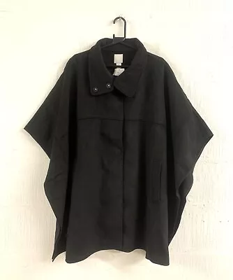 Buy BNWT H&M Black Poncho Cape Coat Jacket Plus Size 16 - 18 MEDIUM - LARGE • 14.99£