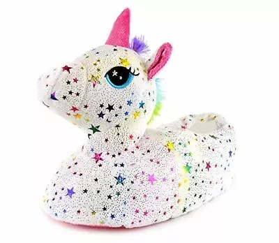 Buy Womens Girls Novelty Unicorn 3D Plush Fun Star Slippers Winter Rainbow Magic  • 12.99£