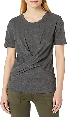 Buy Daily Ritual Wrap T-Shirt Womens Cotton Modal Stretch Slub Charcoal Size XS • 7.29£
