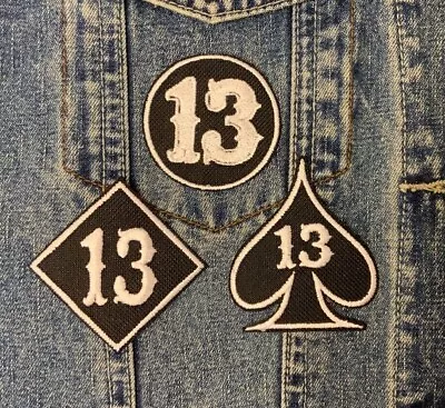 Buy Lucky Number 13 | Diamond | Circle | Spade |  Embroidered Fabric Iron On Patch • 3.30£