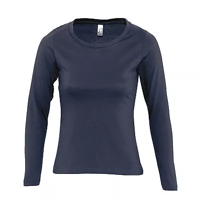 Buy SOLS Womens/Ladies Majestic Long Sleeve Coloured Cotton T-Shirt PC314 • 10.31£