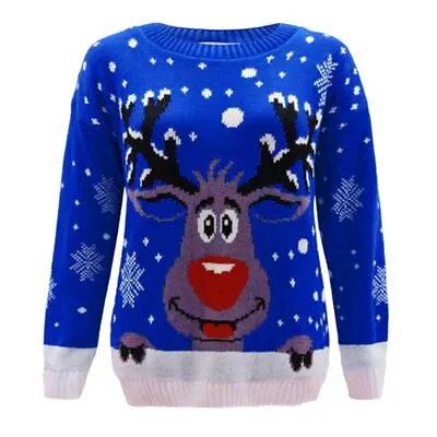 Buy Kids Boys Girls Unisex Knitted Rudolph Reindeer Christmas Xmas Jumper Sweater • 8.99£