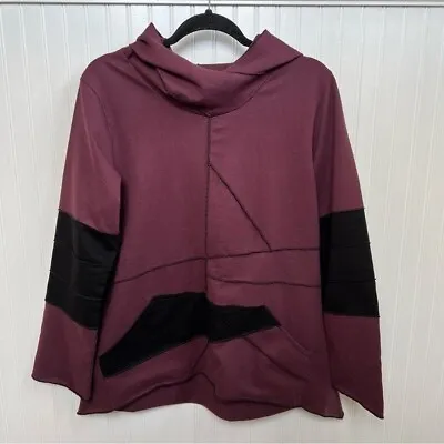 Buy Avani Del Amour NWT Deep Purple & Black Hooded Tunic Sweatshirt Size Medium • 33.07£