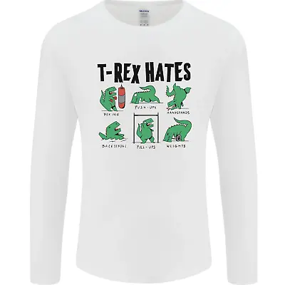 Buy T-Rex Hates Funny Dinosaurs Jurassic Gym Mens Long Sleeve T-Shirt • 11.49£