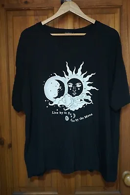 Buy Black Mystical Celestial Sun Moon Clouds Boho Hippie Short Tee T-shirt XL • 20£