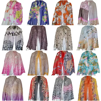 Buy Women Scarf Shawl Chiffon Floral Printed Head Neck Fashion Scarf Silk UK Seller • 3.99£