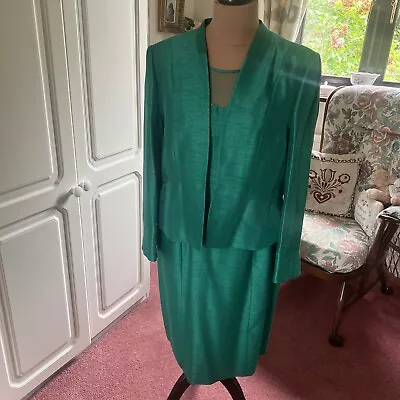 Buy Jacques Vert Emerald Green Dress Size 18 And Jacket Size 20 Both New • 65£