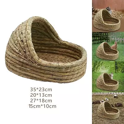 Buy Pet Rabbit Grass House Bed, Cage Hut Chew Toy, Breathable Slipper Shaped Straw • 9.68£