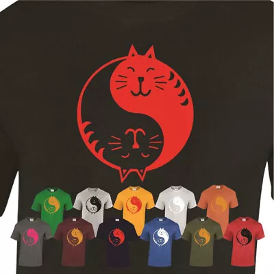 Buy Yin Yang Cat Cute Kitten Funny Unisex Buddhist Spiral Tee Kitty Gift Tshirt • 8.99£
