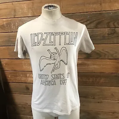 Buy Led Zeppelin US 1977 Tour Reproduction 100% Cotton T-shirt Medium Jimmy Page • 11.33£