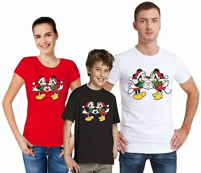 Buy Disney Mickey Mouse And Minnie Mouse Santa Christmas T-shirt Funny Xmas Tee Top • 8.99£
