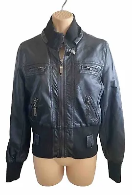 Buy Parisian Womens Black Faux Leather Jacket Casual Zip Ladies Size 12 • 15.99£