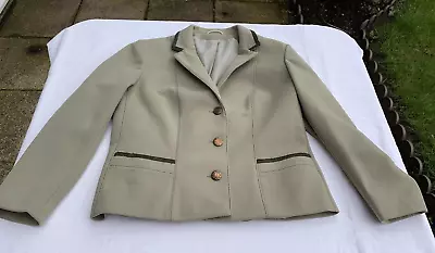 Buy Ladies Lovely Quality Green/Olive Lined Suede Trim Blazer Jacket UK M • 7.99£