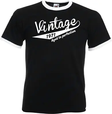 Buy 53rd Birthday Gifts Presents Year 1971 Mens Ringer Vintage Retro T-Shirt Aged To • 12.99£