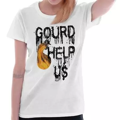 Buy Gourd Help Us Halloween Spooky Trick Treat Womens Short Sleeve Ladies T Shirt • 18.99£