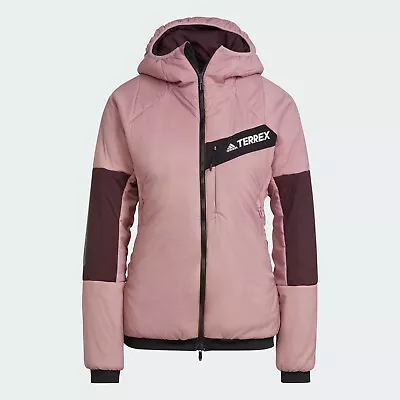 Buy Adidas TERREX Techrock Stretch PrimaLoft Hooded Climbing Jacket Pink 8-10 Small • 42.99£