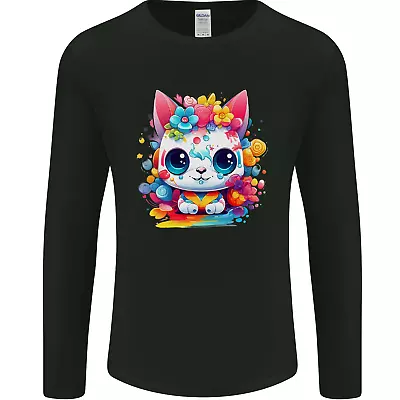 Buy Cute Kawaii Cat Mens Long Sleeve T-Shirt • 11.99£