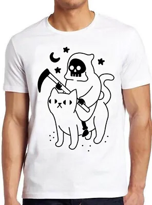 Buy Death Rides On Cat Grim Reaper Halloween Funny Meme Gift Tee T Shirt M681  • 6.35£