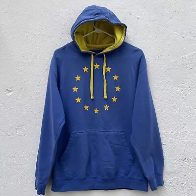Buy EU Hoodie Mens Large Blue Yellow Stars European Union Brexit Pullover • 23.99£