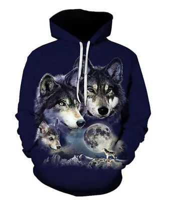 Buy Cool Graphic Wolf 3D Print Women Men's Unisex Tops Pullover Sweatshirt HoodiesUK • 23.95£