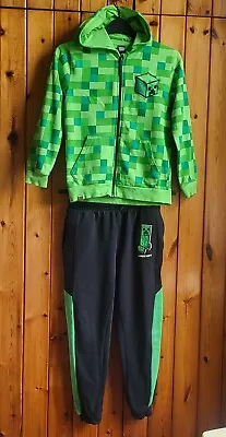 Buy Boy's Minecraft Hoodie And Track Bottoms Set Size 9-10 Years Colour Green/Black • 15£