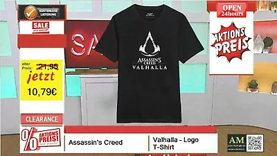 Buy T-Shirt Black - Assassins Creed - Valhalla Logo - Size M - New/Original Package • 18.41£