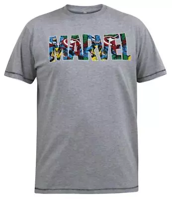 Buy D555 COMIC Official Marvel Logo T-Shirt For Men's (601528) Grey, 3XL-6XL • 28.95£