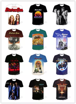 Buy Status Quo Rock 3D Printed  Fashion Casual Short Sleeves T-shirts For Women/men • 15.59£
