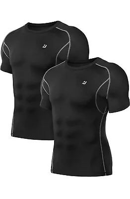 Buy Roadbox T Shirts Men Compression Tops UV Running Shirts 2 Pack Exercise Gym Tee • 9.80£