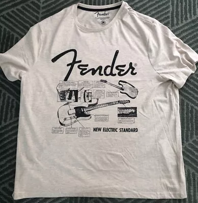 Buy Fender Mens T-shirt Guitar - XXL Official - Ivory/ Cream Colour • 14.50£
