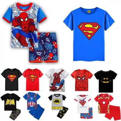 Buy Kids Children Boys Superhero Spiderman Short Sleeve T-Shirt Pants Costume Set • 11.57£