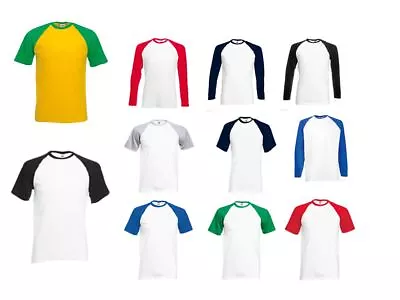 Buy Mens Kids Baseball T-Shirt Contrast Short Sleeves Sport Gym Raglan Cotton Tshirt • 35.99£