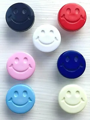 Buy Smiley Face Buttons, Happy Face, Pack Of 6, Shiny Finish, 15mm, Many Colours • 2.29£