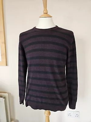 Buy FOLK Clothing Burgundy Black STRIPES LS Sweatshirt Sz 3 M Jumper Textured Cotton • 29.99£