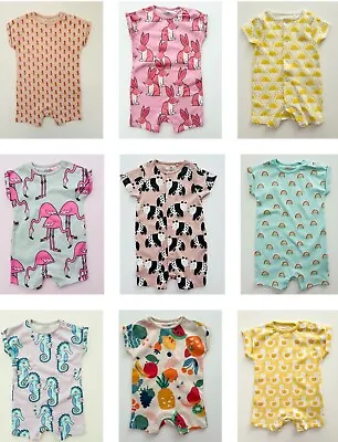 Buy Baby Girl Next T-Shirt Rompers Cotton Summer Shortie Animals Pink Yellow  NEW • 4.95£