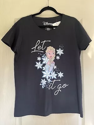 Buy Ladies Disney Frozen/Elsa Black T-shirt Size Large  • 5£