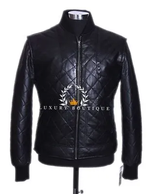 Buy Beckham Black Mens Smart Designer Genuine Quilted Lambskin Fashion Jacket 4540 • 41.65£