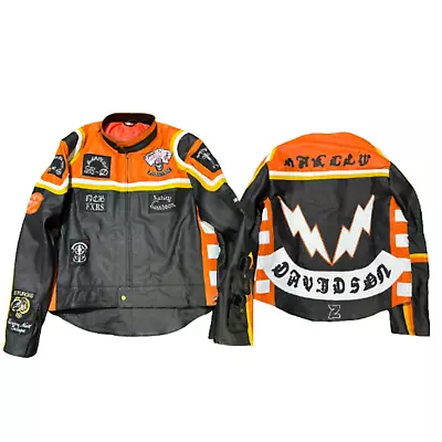 Buy Men's MARLBOROMAN CowHide Harley DavidSon Motorcycle Biker Leather Jacket • 38.35£